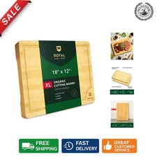 18x12 Extra Large Bamboo Cutting Board - Durable & Hygienic with Groove