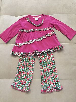 Baby Girl Baby Everyday Nay Nayetal Purple Flowers Ruffles Top Pants Sz 3T