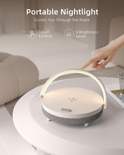 Music Table Lamp with Wireless Charger, 4-In-1 Bluetooth Speaker, Dimmable LED