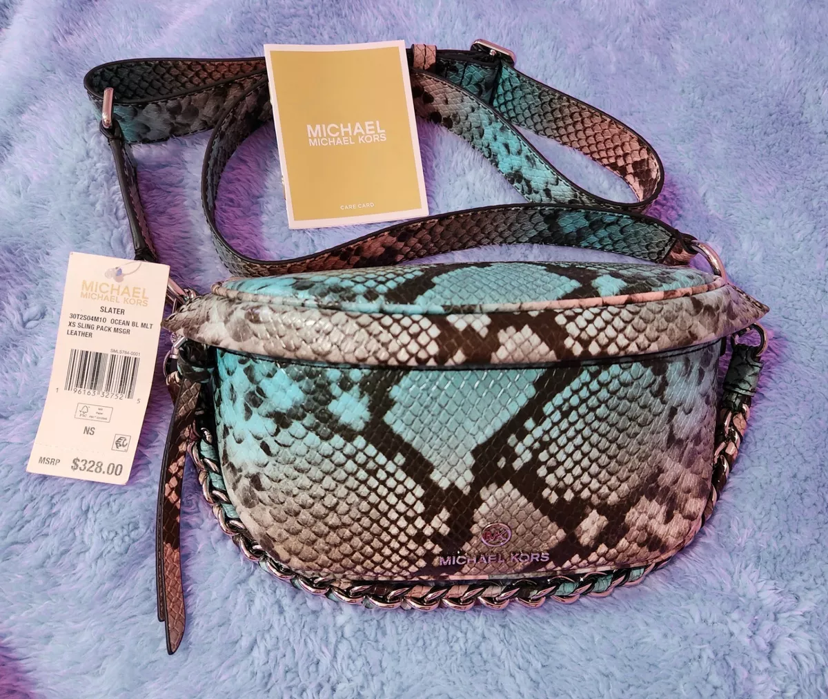 NWT MICHAEL KORS Slater Mini Snake Embossed Leather Sling Pack