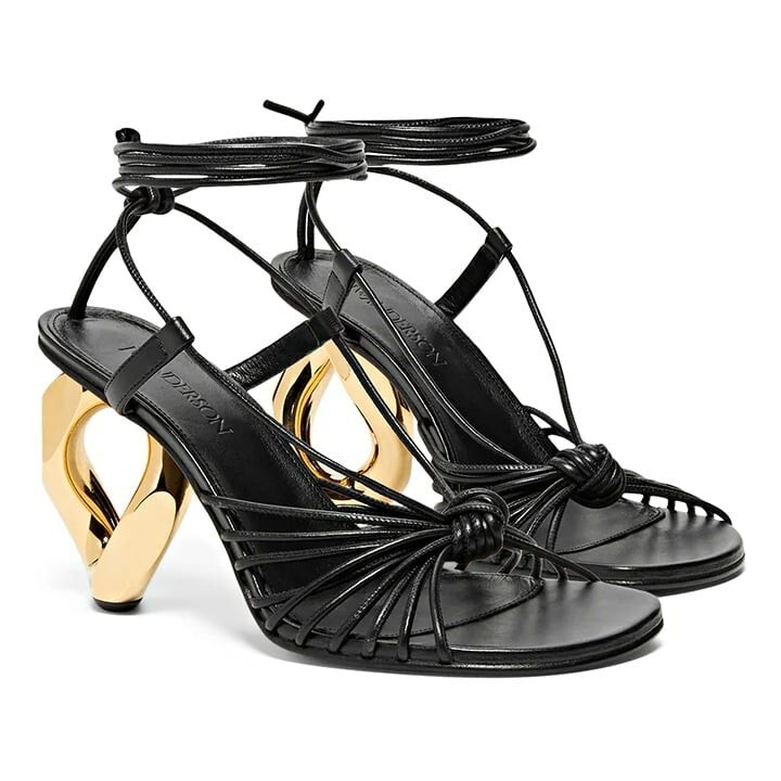 JW Anderson Women's Lamb Ankle Tie Chain High Heel Sandals