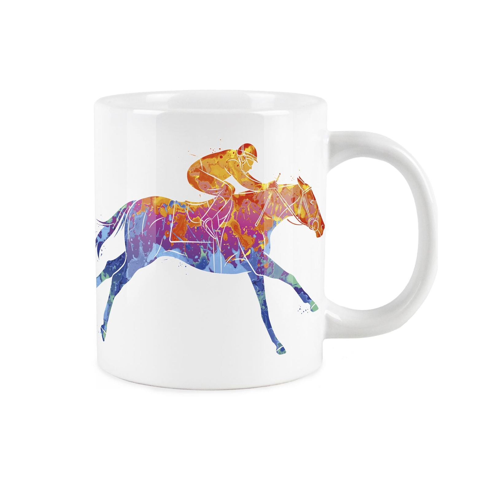 Horse Racing Paint Effect - Jumbo White Mug Coffee/Tea Gift for Sports Lovers