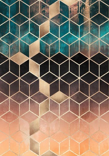 Alfombra nórdica moderna de oro rosa alfombra geométrica degradada antideslizante - Imagen 8 de 28