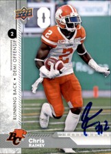 Chris Rainey Signed 2018 Upper Deck CFL Football card BC Lions