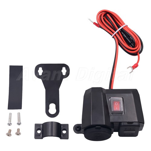 12V/24V Dual USB Charger Motorcycle Cigarette Lighter LED Voltmeter Waterproof - Picture 5 of 7