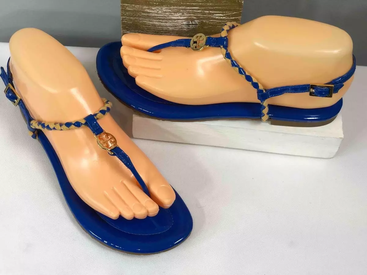TORY BURCH Aine Royal Blue Woven Thong Sandal US 7M