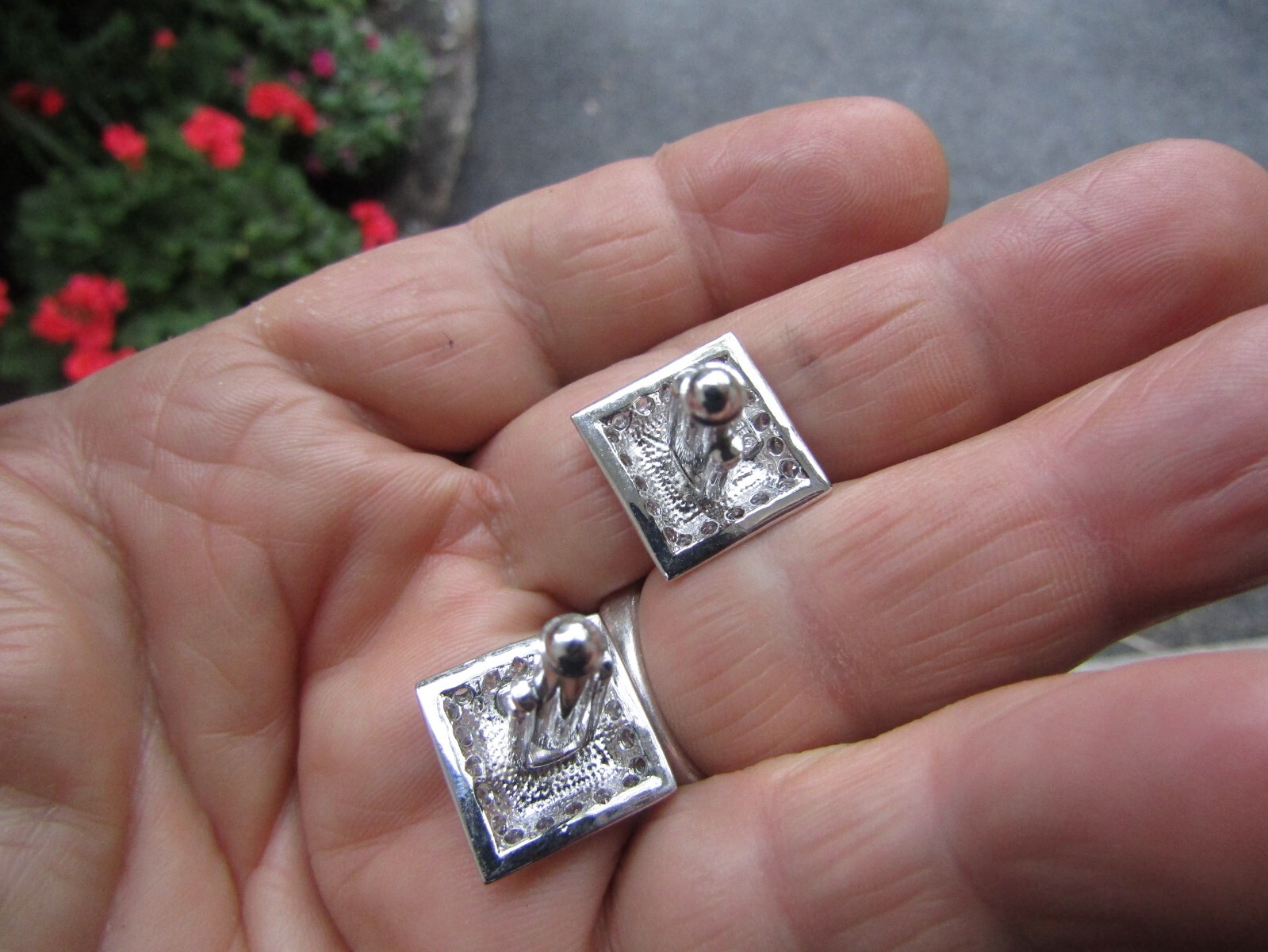 925 Silver Square Cufflinks nice - image 2