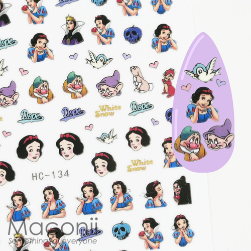 Nail Art Stickers HC134 Snow White Dwarfs Princess Evil Witch Bunny Deco Craft - Picture 2 of 3