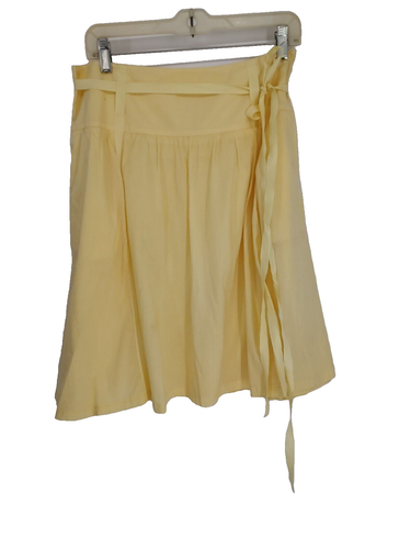 London Jean Chino Woman Yellow Full Short Skirt Size 8 Lined Zipper Ribbon Belt - Picture 3 of 11
