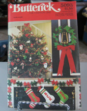 Butterick 5093 Christmas Holiday Ornaments, Wreath Stockings Pattern