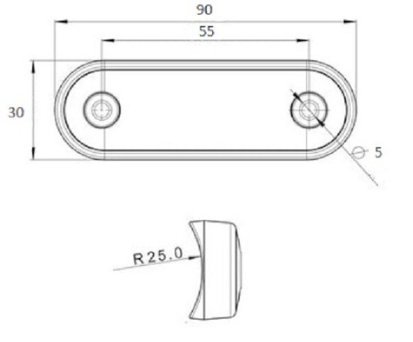 4x Curved White LED Side Marker Lights – Flush Fit For Trucks & Vans, No Cut-Out Needed
