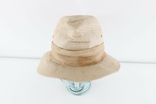 Vintage 70s Rockabilly Ribbed Fedora Hat Cap Mens Size Medium Khaki Brown Tan