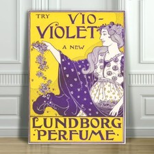 VINTAGE PERFUME AD CANVAS ART PRINT POSTER - Lundborg - Try Vio-Violet -12x8"