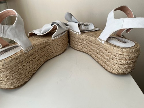 Topshop Sandals Size UK 4 White Leather Espadrille Platform Summer Holiday Beach - Picture 10 of 12