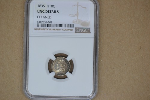 1835 Capped Bust Half Dime- NGC UNC Details. Cleaned. Lovely toning. Nice! - Picture 6 of 6