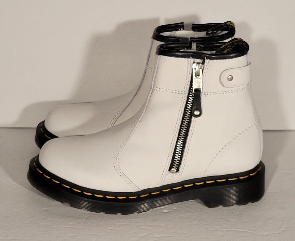 Dr. Martens 2976 Twin Zip White Leather Chelsea Boots Women's Size