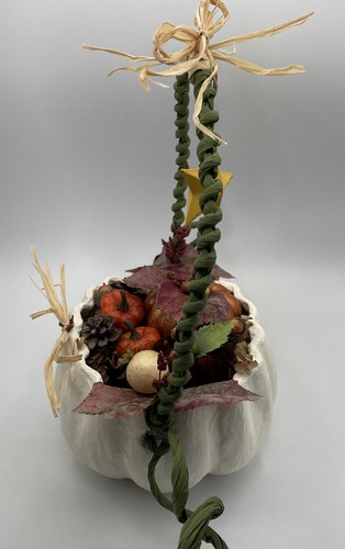 Cesta de calabaza decoración otoño/acción de gracias aglomerado - Imagen 6 de 9