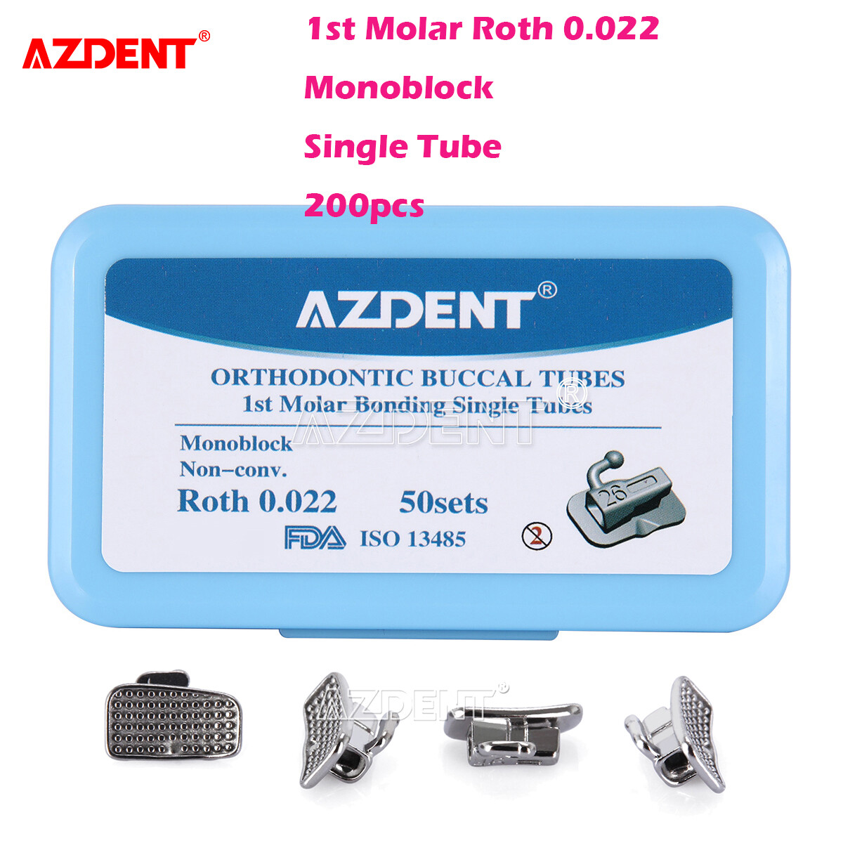 50Sets Dental Orthodontic Buccal Tubes 1st Molar Roth 022 Non-Conv