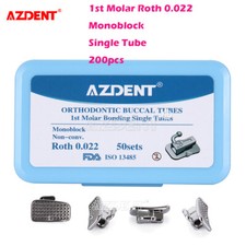 200pcs Dental Ortho 1st Molar Roth.022 Sgl Buccal Tube N-Conv Monoblock Bondable