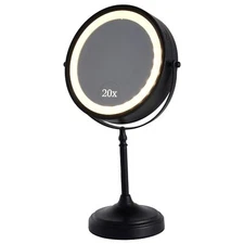 MIRRORVANA Ultra Zoom 20X Magnifying Lighted Makeup Mirror - 20X & 1X Dual Si...