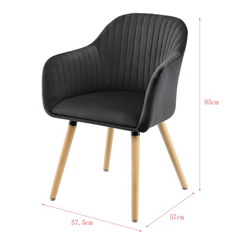 Sillón Relax de Comedor Butaca Silla con Resposabrazos Terciopelo Gris oscuro - Imagen 3 de 6