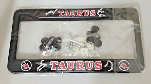 2 Pack Taurus Horoscope Black Metal License Plate Frame Truck Car New NIP - 第 1/2 張圖片