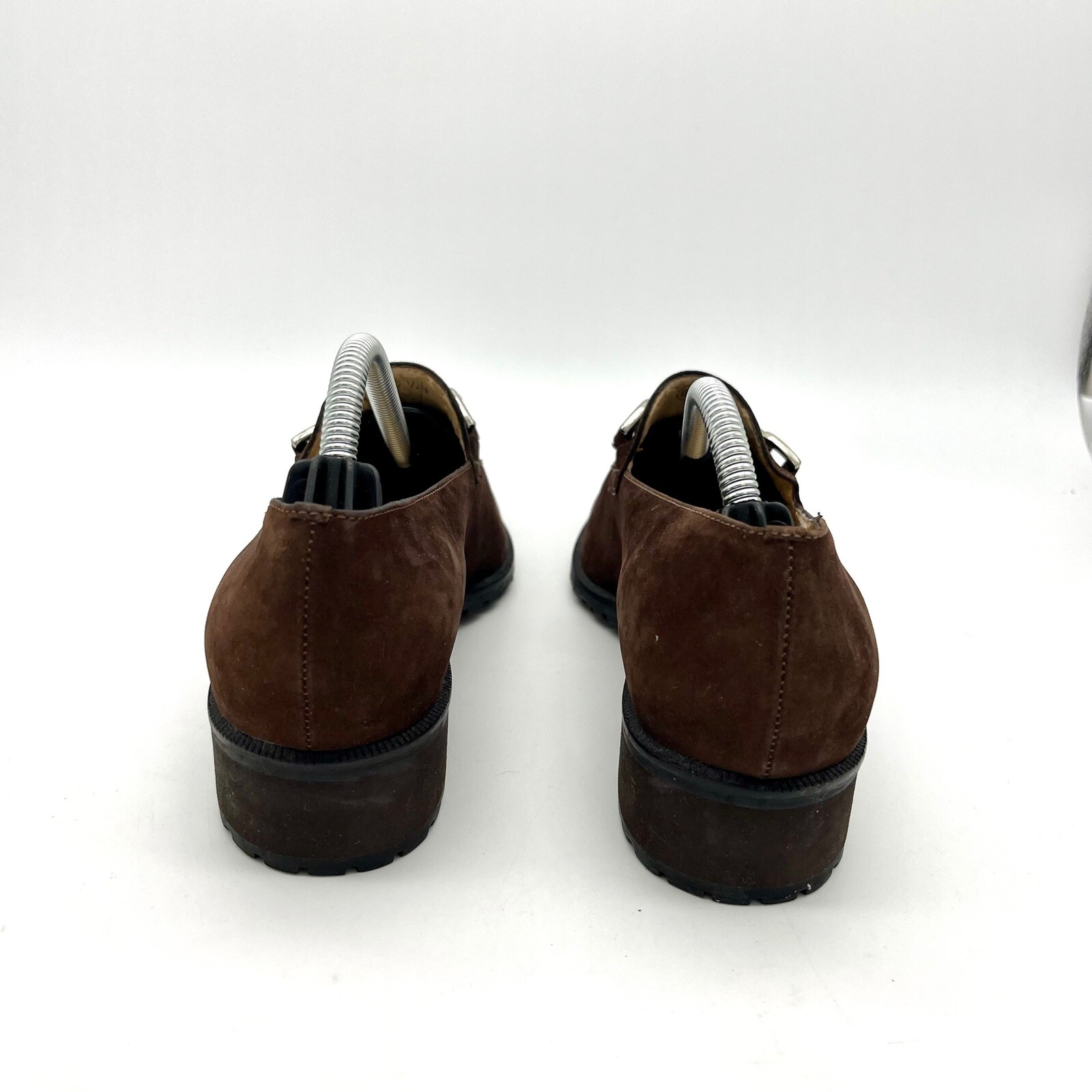 SAOLA Mocassini Talbots scamosciati fibbia argento tacco a blocco suola a strappo marrone 7 5