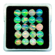 20 Pcs Natural Ethiopian Opal 4.3mm Round Flashy Loose Cabochon Gemstones Lot