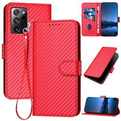 For Samsung Galaxy Note20 M55 J6 Carbon Fiber Textured Leather Wallet Phone Case