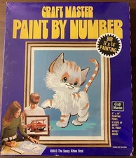 Vtg paint by numbers new Cat kitty Saucy Kitten Sealed 1974 Deadstock Crafts