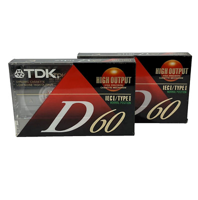 Lot of 2 TDK D60 Slimline EcoCase High Output Type I Blank Cassette New