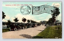 Postcard Iowa Cedar Rapids IA Ellis Park Speedway Road Cars Front Cancel 1910
