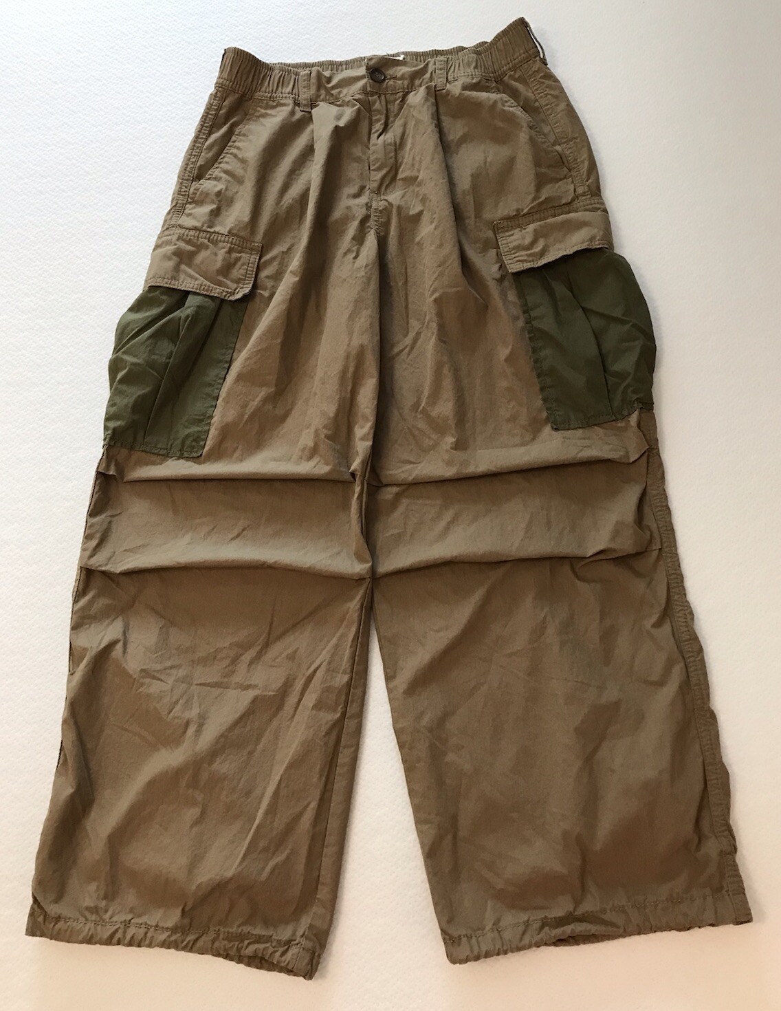 Anthropologie Cargo Jogger Pants - 30x27 Wide Leg Gorpcore Style in Tan