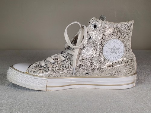 Converse All Star Chuck Taylor CTAS Stingray Metallic Hi Pure Silver Women US 8 - Picture 3 of 11