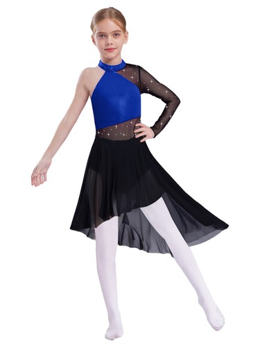 Kids Girls Dresses Stage Leotard Lyrical Bodysuit Roller Rompers Modern Dress - Picture 22 of 71