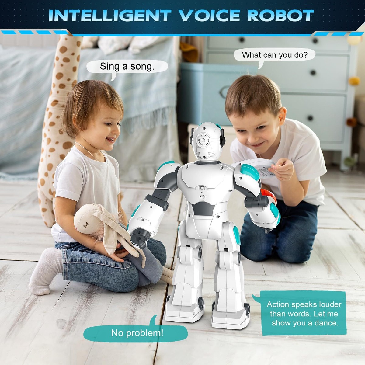 Rechargeable Extra Large Remote Control Smart Robot Toy for Kids Age  3+