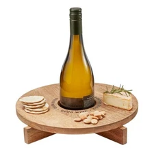 Round Wine Holder Cheese Board, Mango Wood, 12 inches diameter