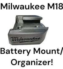 4 PACK Milwaukee M18 Battery Holder / Mount MADE IN USA - HIGH STRENGTH ABS X4