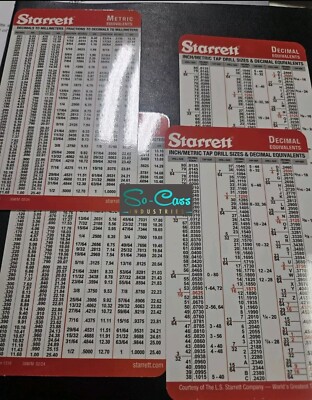 Pocket Starrett Metric and Decimal Equivalents Chart Machinist F1/E6