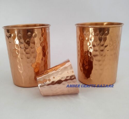 Pure Copper Serving 2 Tumbler For Health Benefits 1 Shot Cup Glassware Drinkware - Picture 1 of 6