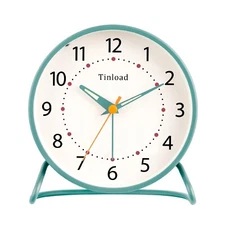 4.5" Antique Retro Analog Alarm Clock, Small Silent Desk Clock with Night Lig...