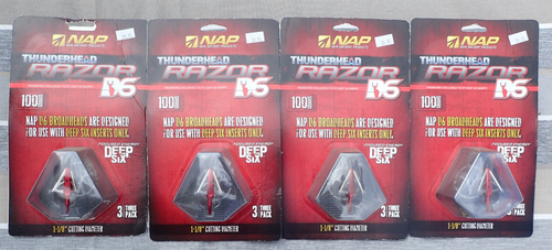 4 PACKS OF 3 NAP THUNDERHEAD RAZOR 3 BLADE 100 GR 3 PACK BOW HUNTING ARROWHEADS