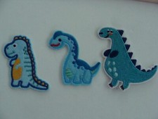 NEW UNUSED Lot of 3 Dinosaur Patches 3 inches Sew-On