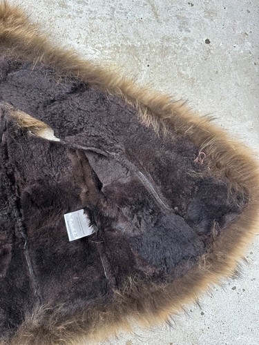 Vintage Y2K Lamb Leather Patchwork Vest Racoon Fur japan avant garde rare - Picture 10 of 14