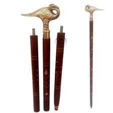 Walking Stick with Brass Handle Wooden 3 Foldable Gift for Men, Women Home Decor