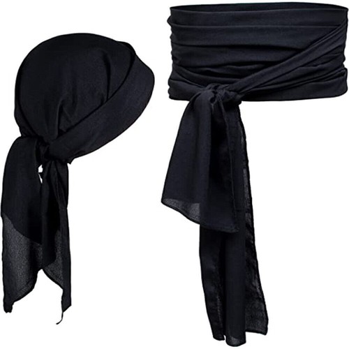 Medieval Pirate Skull Head Scarf Headband Sash Belt Adult Halloween Costume - Photo 9/15