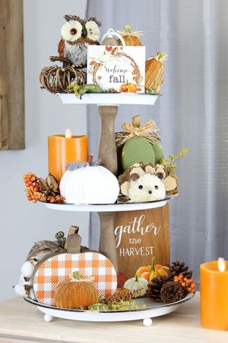 White Sweater Pumpkins 3pk, Fall Thanksgiving Table Topper Seasonal Decor - Picture 7 of 8