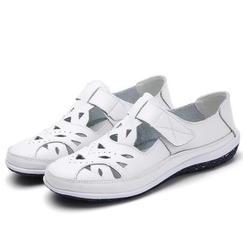 Women's Summer Fashion Pull On Breathable Closed Toe Sandals Nurse Flats Comfort - Imagen 3 de 16