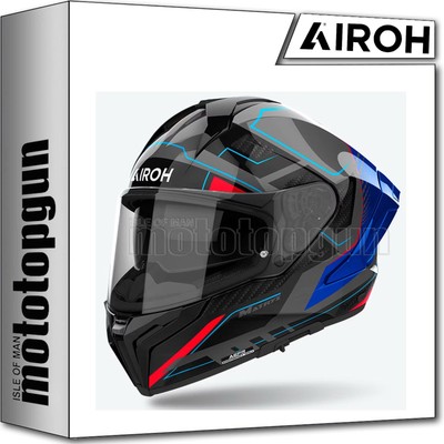 AIROH FULL FACE MOTORCYCLE HELMET MXRK18 MATRYX ROCKET BLUE GLOSSY RED SIZE XS