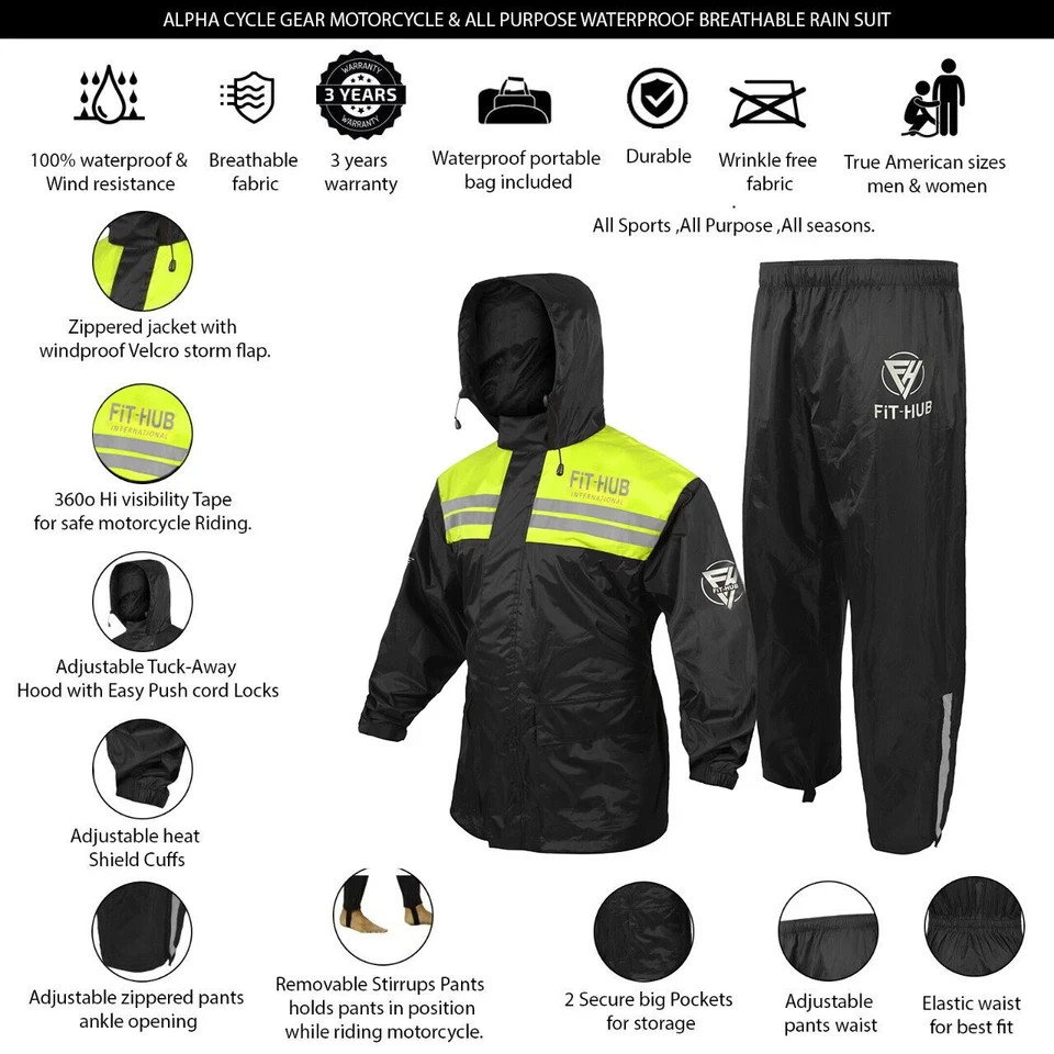 TUTA IMPERMEABILE MOTO MOTO RESISTENTE 2PZ ANTIPIOGGIA SOPRA GIACCA PANTALONE UOMO